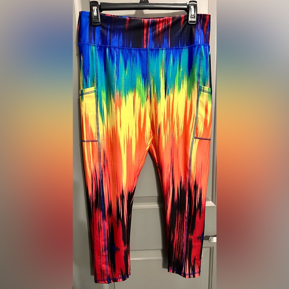 Take a Walk Size L Multi Color Leggings NWT